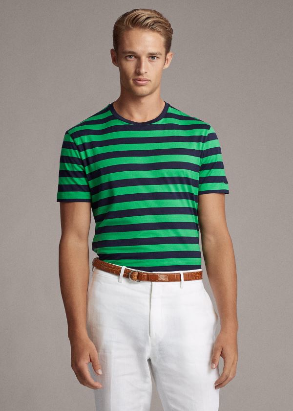 Ralph Lauren Striped Lisle T Shirt Herre Danmark (OLHDR6240)